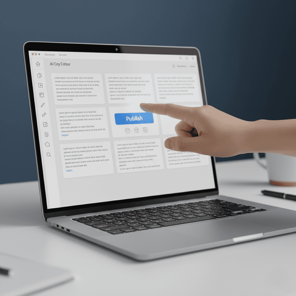 Dashboard UI with publish action and channel icons